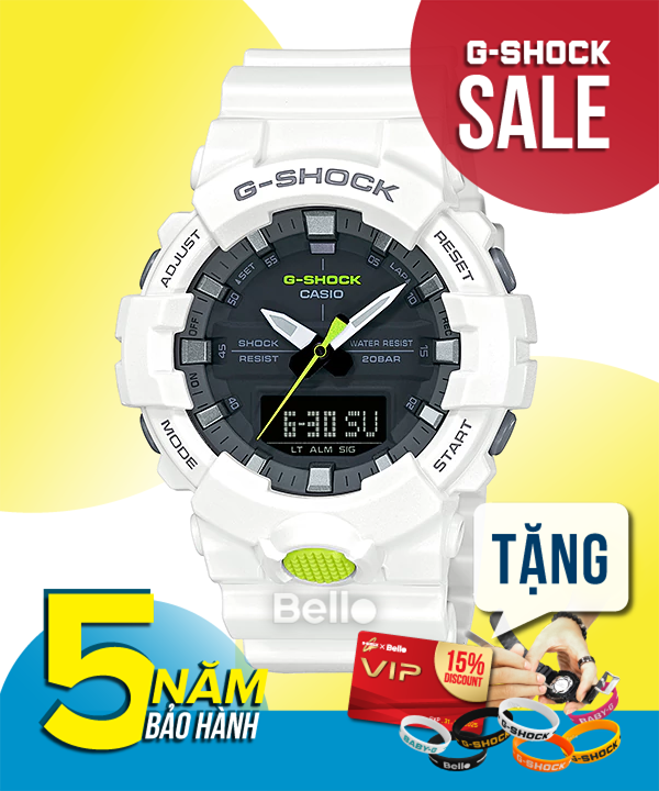 GA-800SC-7A - Đồng hồ Casio G-Shock chính hãng Màu trắng,kim số xanh lá