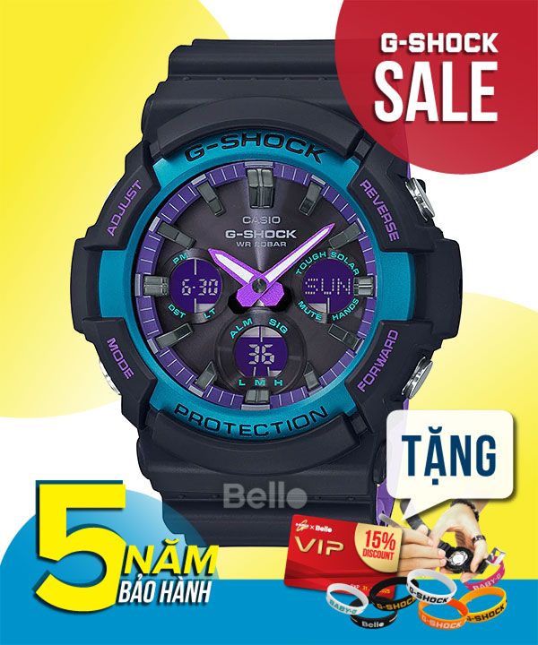 GAS-100BL-1A - Đồng hồ Casio G-Shock chính hãng - Màu xanh tím Retro