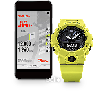 GBA-800-9A - Đồng hồ G-Shock chính hãng kết nối Bluetooth dòng G-Squad GBA-800 Màu vàng