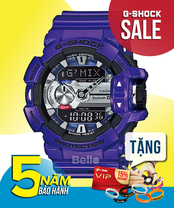 GBA-400-2A - Đồng hồ Casio G-Shock chính hãng - Dây nhũ bóng, kết nối bluetooth, cảnh báo pin yếu.