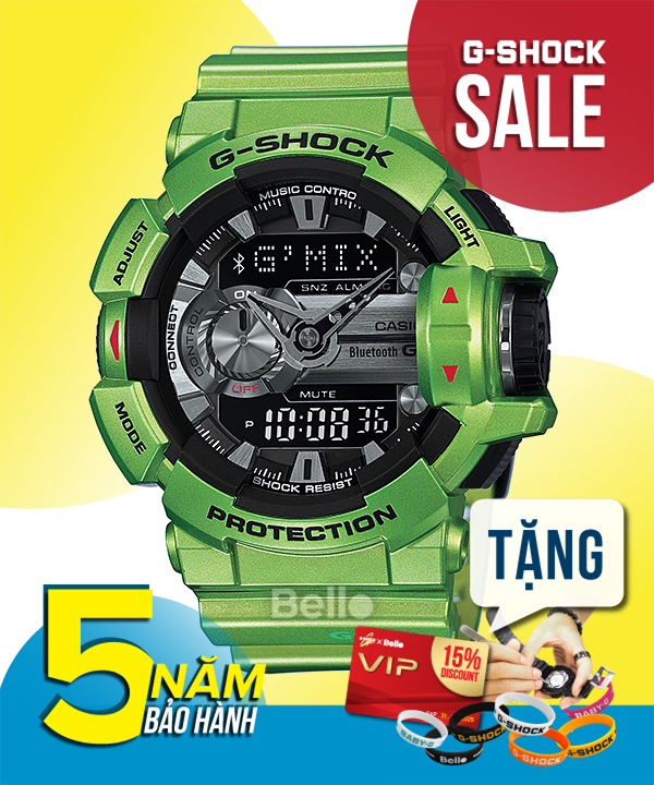 GBA-400-3B - Đồng hồ Casio G-Shock chính hãng - Dây nhũ bóng, kết nối bluetooth, cảnh báo pin yếu.