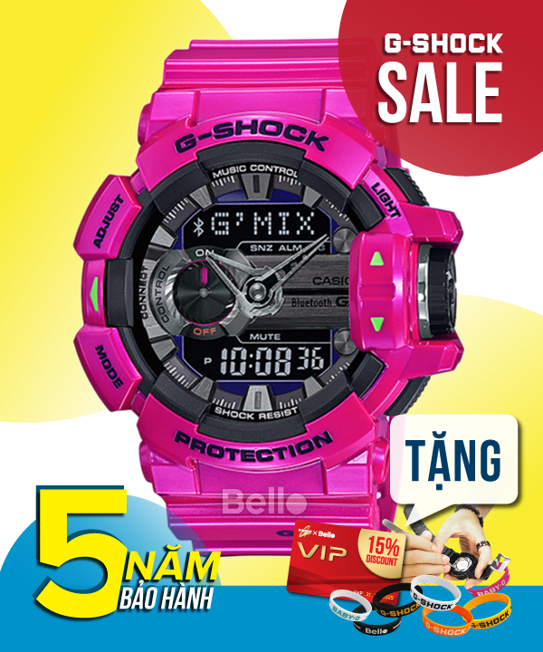 GBA-400-4C - Đồng hồ Casio G-Shock chính hãng - Dây nhũ bóng, kết nối bluetooth, cảnh báo pin yếu.