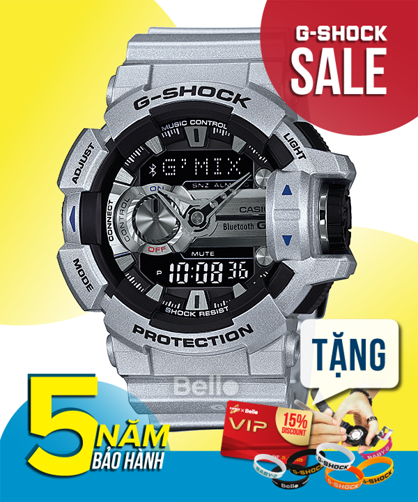 GBA-400-8B - Đồng hồ Casio G-Shock chính hãng - Dây nhũ bóng, kết nối bluetooth, cảnh báo pin yếu.