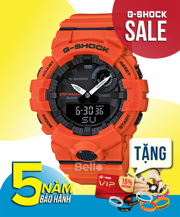 GBA-800-4A - Đồng hồ G-Shock chính hãng kết nối Bluetooth dòng G-Squad GBA-800 Màu cam