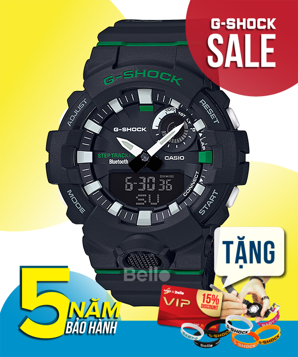 GBA-800DG-1A - Đồng hồ G-Shock chính hãng kết nối Bluetooth dòng G-Squad GBA-800 Màu đen, xanh lá