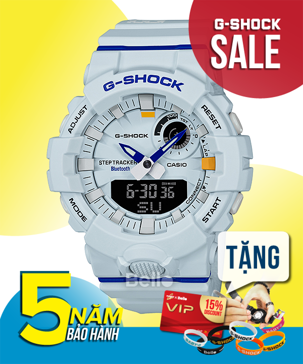 GBA-800DG-7A - Đồng hồ G-Shock chính hãng kết nối Bluetooth dòng G-Squad GBA-800 Màu trắng, xanh lam