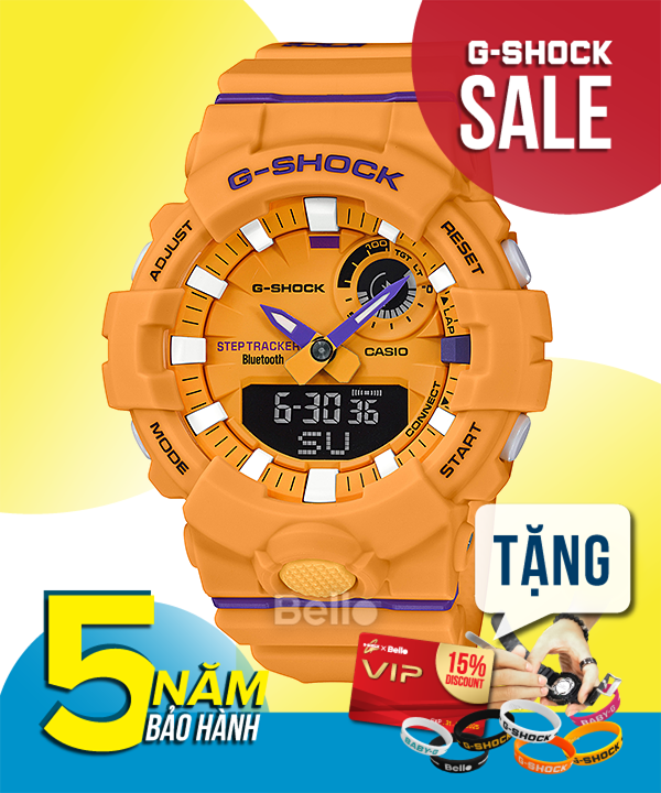 GBA-800DG-9A - Đồng hồ G-Shock chính hãng kết nối Bluetooth dòng G-Squad GBA-800 Màu vàng, tím