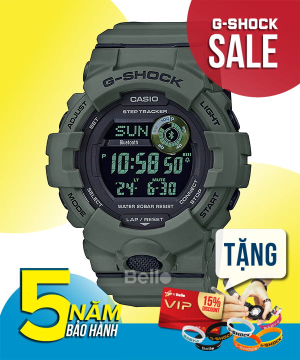 GBD-800UC-3 - G-Shock G-SQUAD phối màu quân đội Kết nối Bluetooth tối ưu cho tập luyện