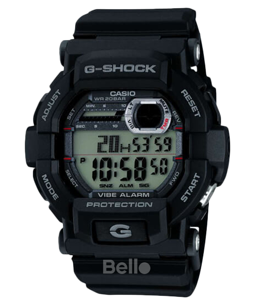 GD-350-1- Đồng hồ Casio G-Shock chính hãng - Dây đen nhám, rung và nhấp nháy đèn khi có âm báo.