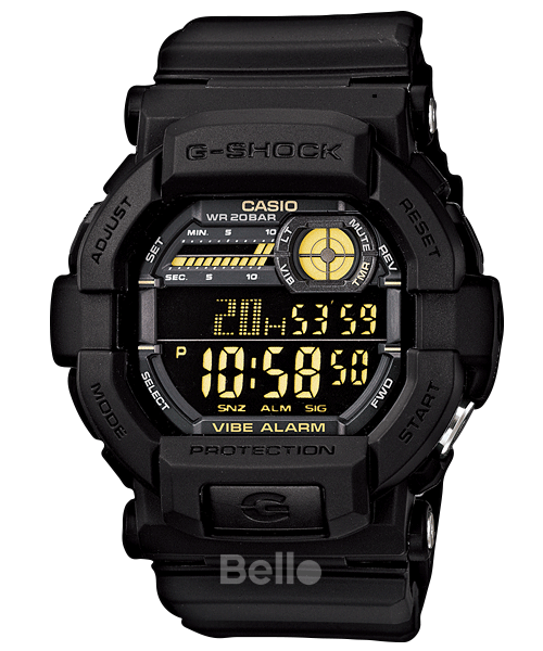 GD-350-1B- Đồng hồ Casio G-Shock chính hãng - Dây đen nhám, rung và nhấp nháy đèn khi có âm báo.