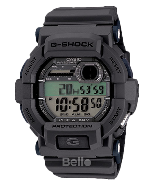 GD-350-8A- Đồng hồ Casio G-Shock chính hãng - Dây màu xám tro, rung và nhấp nháy đèn khi có âm báo.