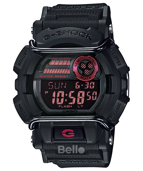 GD-400-1- Đồng hồ Casio G-Shock chính hãng - Dây đen sần, viền bảo vệ bằng kim loại, đèn led cực tím.