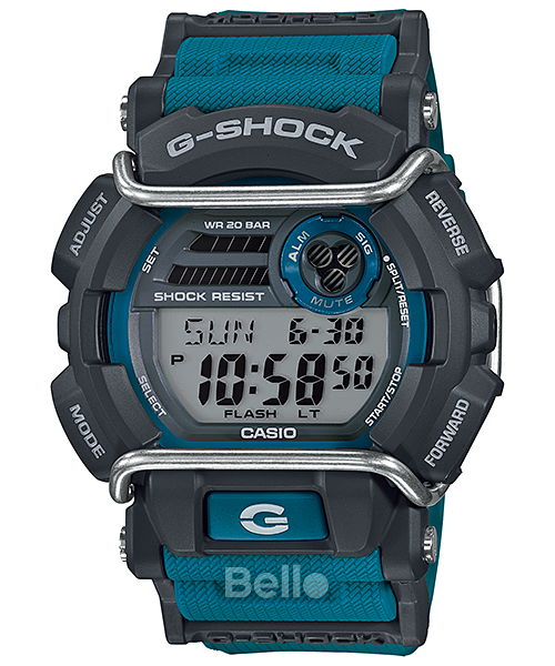 GD-400-2- Đồng hồ Casio G-Shock chính hãng - Dây họa tiết ô gạch, viền bảo vệ kim loại, đèn led cực tím siêu sáng