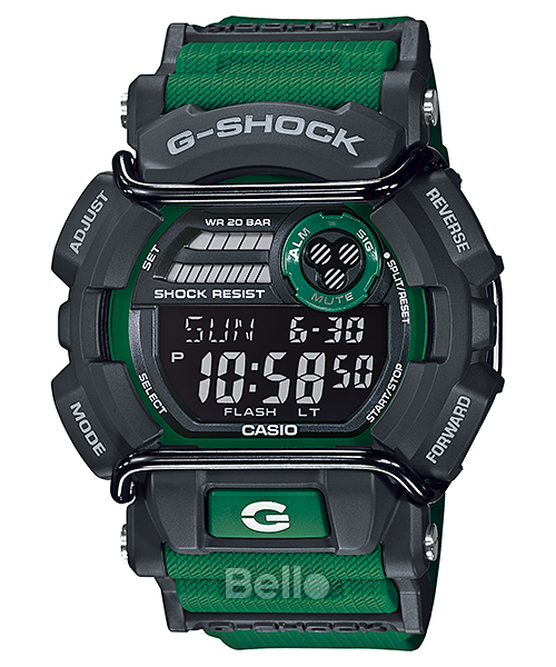 GD-400-3- Đồng hồ Casio G-Shock chính hãng - Dây họa tiết ô gạch, viền bảo vệ kim loại, đèn led cực tím siêu sáng.