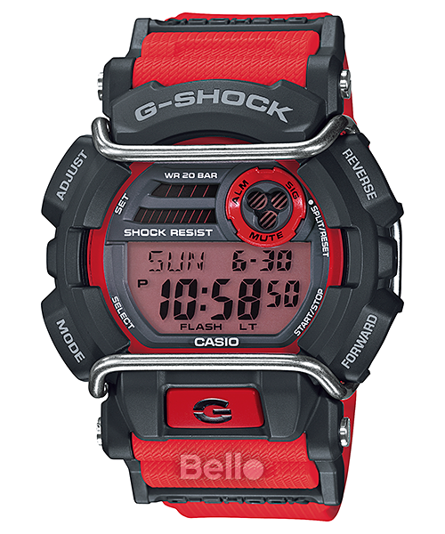 GD-400-4- Đồng hồ Casio G-Shock chính hãng - Dây họa tiết ô gạch, viền bảo vệ kim loại, đèn led cực tím siêu sáng
