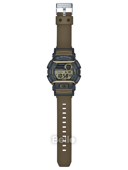 GD-400-9- Đồng hồ Casio G-Shock chính hãng - Dây họa tiết ô gạch, viền bảo vệ kim loại, đèn led cực tím siêu sáng.