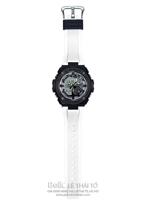 GST-210B-7A - Đồng hồ Casio G-Shock chính hãng - Dây trắng bóng, mặt đen xước nổi bật, cấu trúc vỏ 2 lớp.