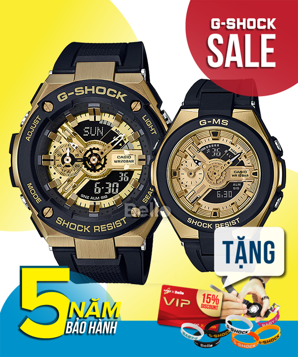 G-Shock đôi GST-400G-1A9 & Baby-G MSG-400G-1A2 - Đồng hồ Casio G-Shock đôi chính hãng