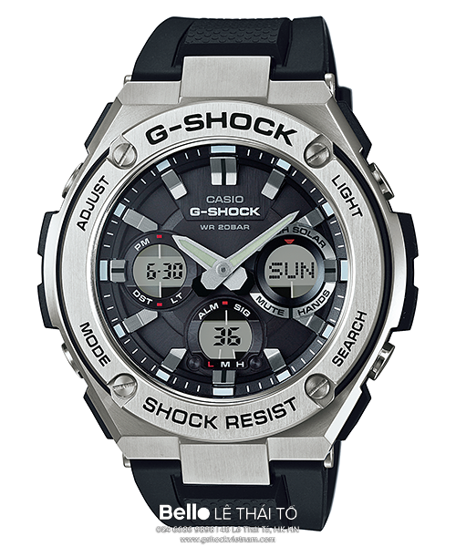GST-S110-1A - Đồng hồ Casio G-Shock chính hãng - Dây đen nhám, mặt kim loại sáng bóng.