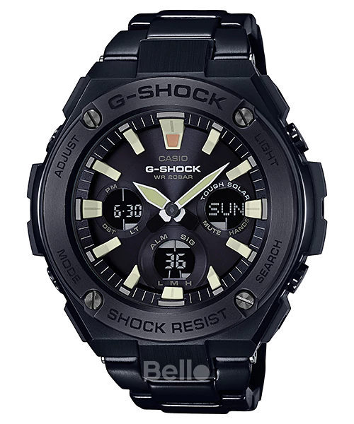 GST-S130BD-1A - Đồng hồ Casio G-Shock chính hãng - ai đèn LED — Đèn Neon (đèn cực tím) cho mặt đồng hồ / đèn nền trắng cho màn hình.
