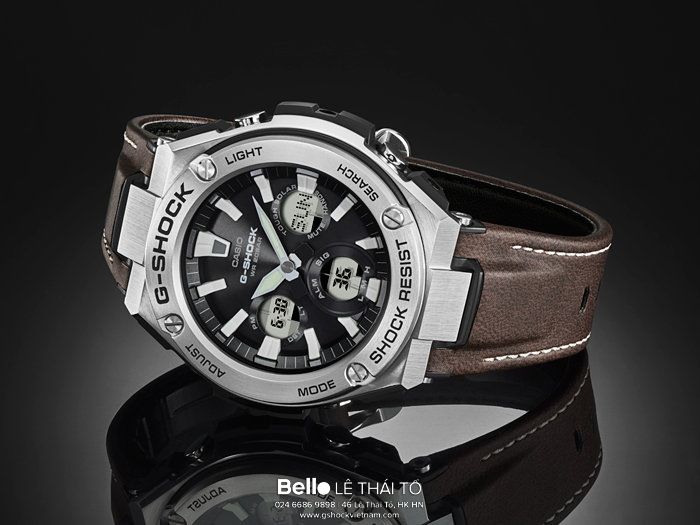 GST-S130L-1A - G-Shock G-Steel Dây Da chịu nước và chống xước lấy cảm hứng từ mô tô hoài cổ