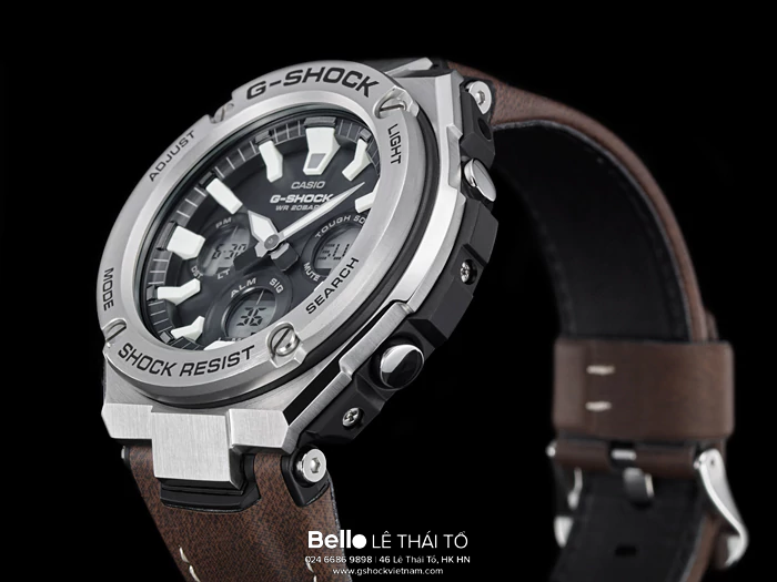 GST-S130L-1A - G-Shock G-Steel Dây Da chịu nước và chống xước lấy cảm hứng từ mô tô hoài cổ