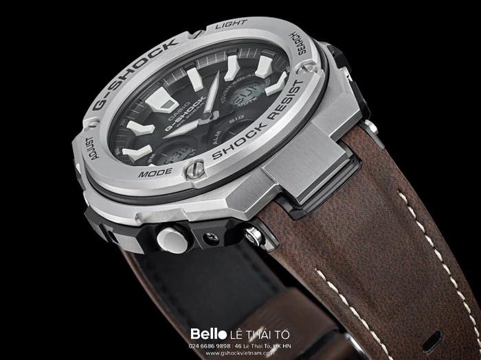 GST-S130L-1A - G-Shock G-Steel Dây Da chịu nước và chống xước lấy cảm hứng từ mô tô hoài cổ