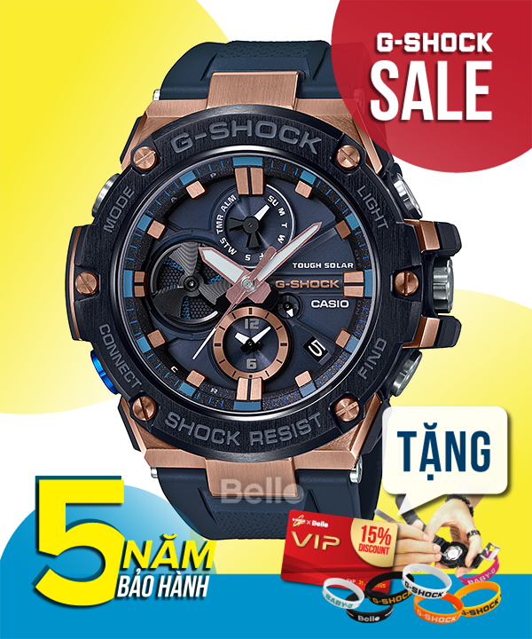 GST-B100G-2A - Đồng hồ Casio G-Shock G-Steel chính hãng kết nối Bluetooth® tuyệt đỉnh - dây nhựa Uretan