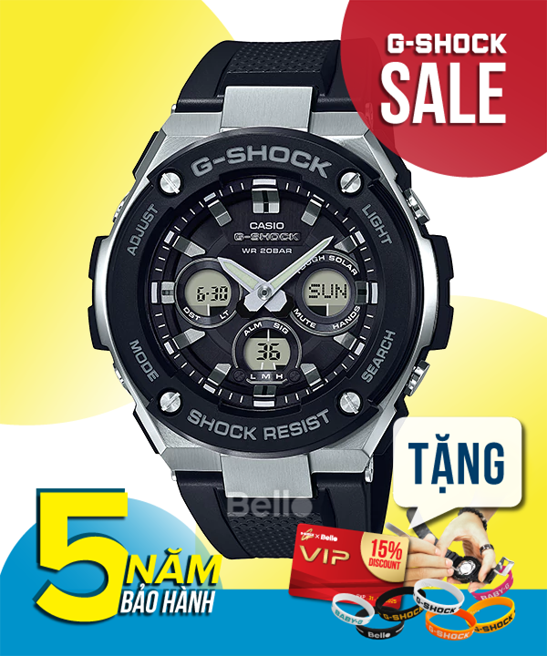 GST-S300-1A - Đồng hồ Casio G-Shock chính hãng Dòng G-STEEL dây nhựa Uretan cho cổ tay nhỏ