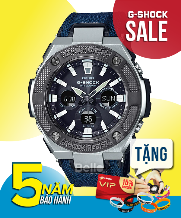 GST-S330AC-2A - Đồng hồ Casio G-Shock chính hãng dòng G-Steel dây vải Cordura siêu bền dành cho cổ tay nhỏ