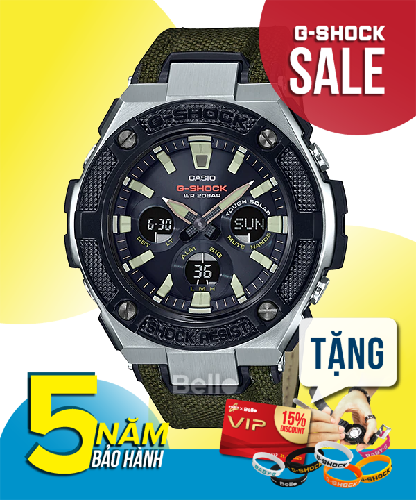 GST-S330AC-3A - Đồng hồ Casio G-Shock chính hãng dòng G-Steel dây vải Cordura siêu bền dành cho cổ tay nhỏ