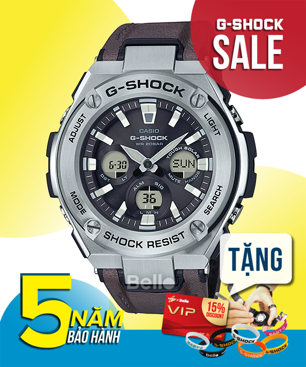 GST-S330L-1A - G-Shock G-Steel Dây Da chịu nước và chống xước lấy cảm hứng từ mô tô hoài cổ dành cho cổ tay nhỏ