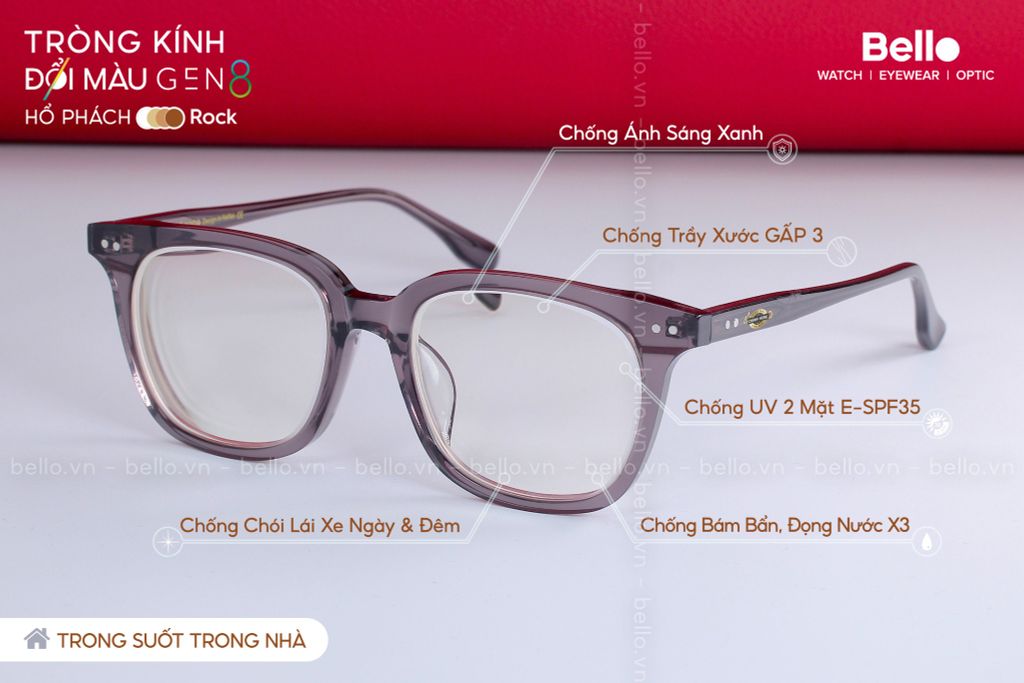  Tròng Kính Đổi Màu Essilor Transitions Gen 8 Hổ Phách Amber 