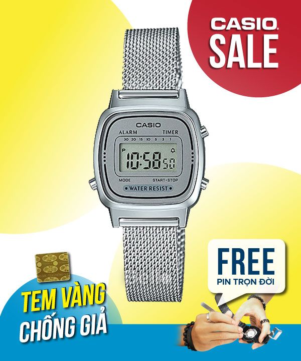 Đồng hồ Casio Nữ Vintage LA670WEM-7 chính hãng, giá rẻ, Thay Pin Trọn Đời