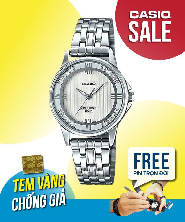 Đồng hồ Casio Nữ LTP-1391D-7A2 chính hãng, giá rẻ, Thay Pin Trọn Đời