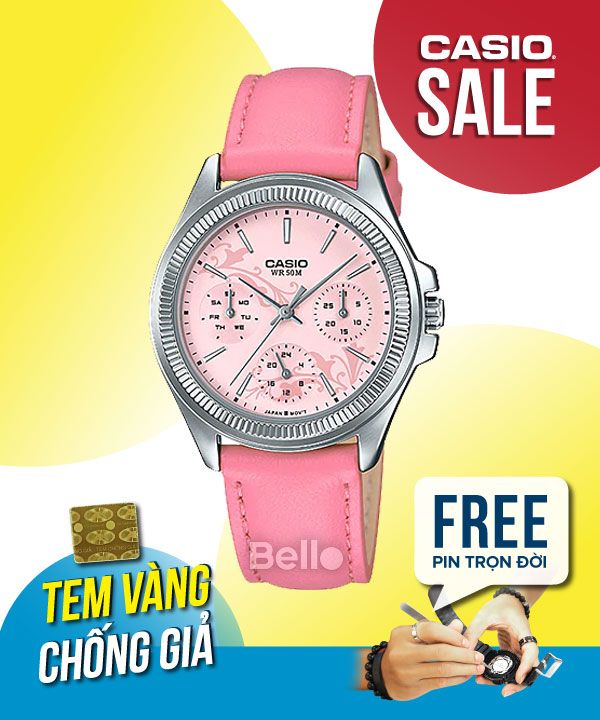 Đồng hồ Casio Nữ LTP-2088L-4A2 chính hãng, giá rẻ, Thay Pin Trọn Đời