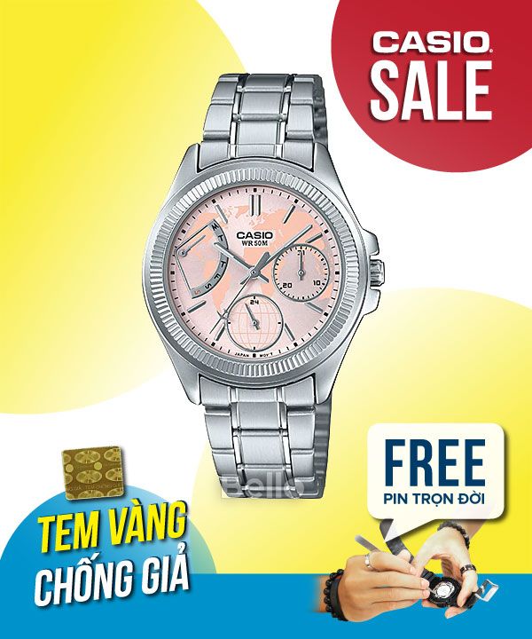 Đồng hồ Casio Nữ LTP-2089D-4A chính hãng, giá rẻ, Thay Pin Trọn Đời