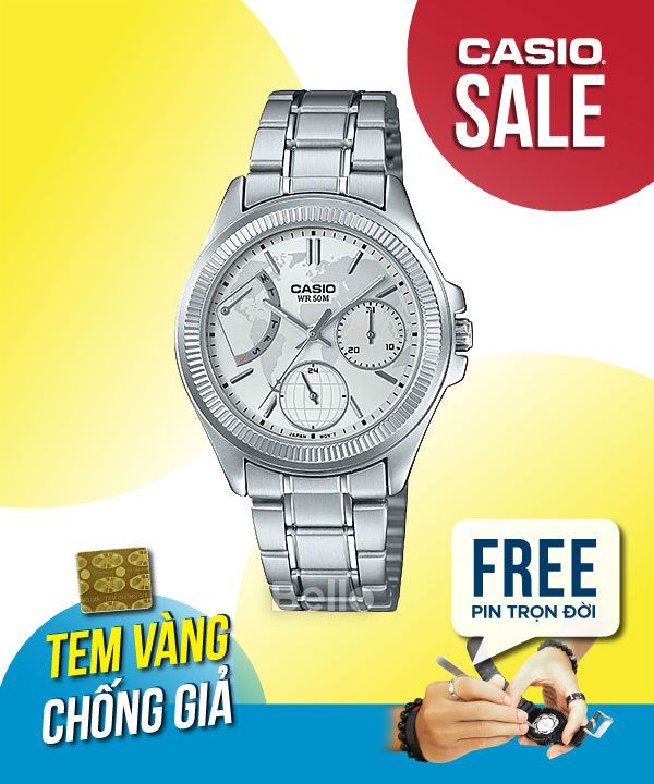 Đồng hồ Casio Nữ LTP-2089D-7A2 chính hãng, giá rẻ, Thay Pin Trọn Đời