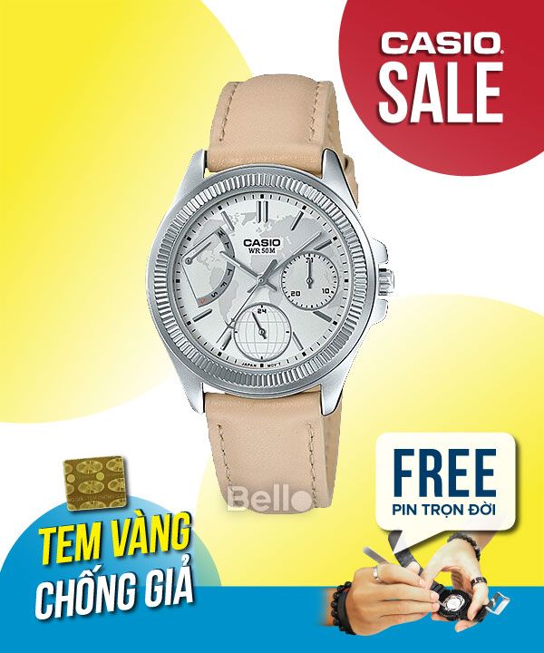 Đồng hồ Casio Nữ LTP-2089L-7A chính hãng, giá rẻ, Thay Pin Trọn Đời