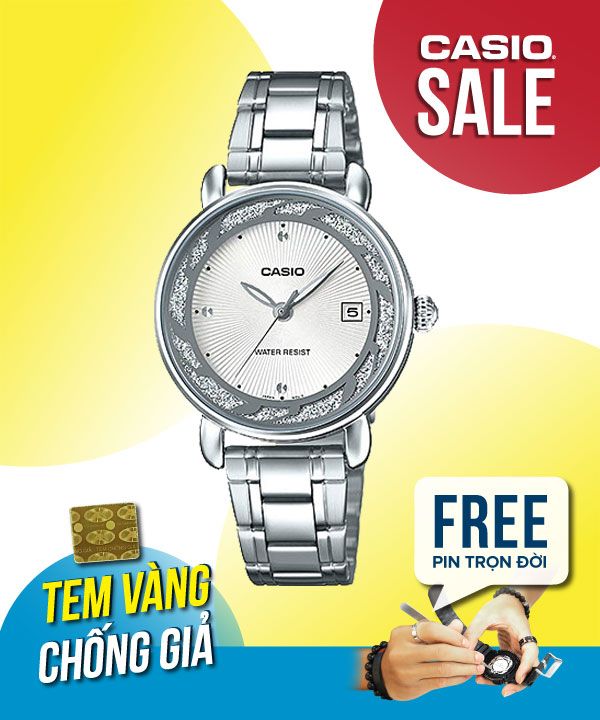 Đồng hồ Casio Nữ LTP-E120D-7A chính hãng, giá rẻ, Thay Pin Trọn Đời