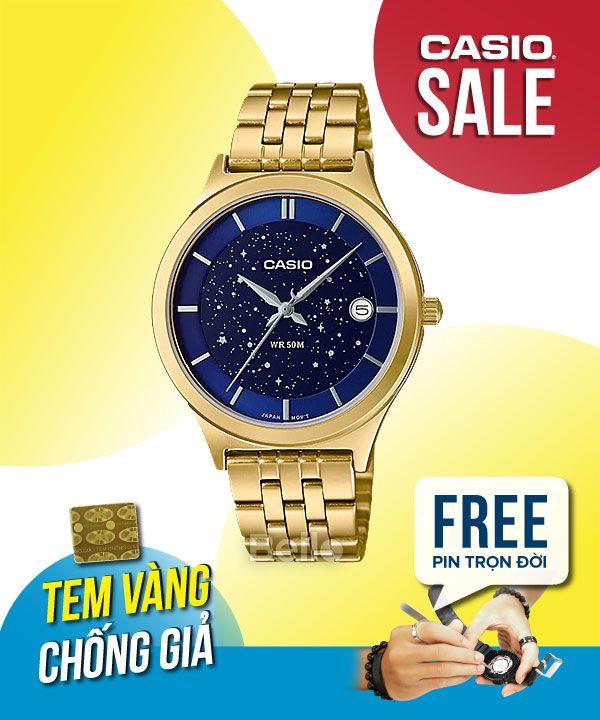 Đồng hồ Casio Nữ LTP-E141G-2A chính hãng, giá rẻ, Thay Pin Trọn Đời