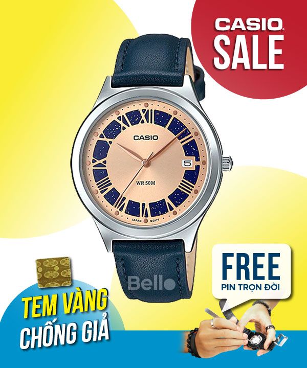 Đồng hồ Casio Nữ LTP-E141L-2A2 chính hãng, giá rẻ, Thay Pin Trọn Đời