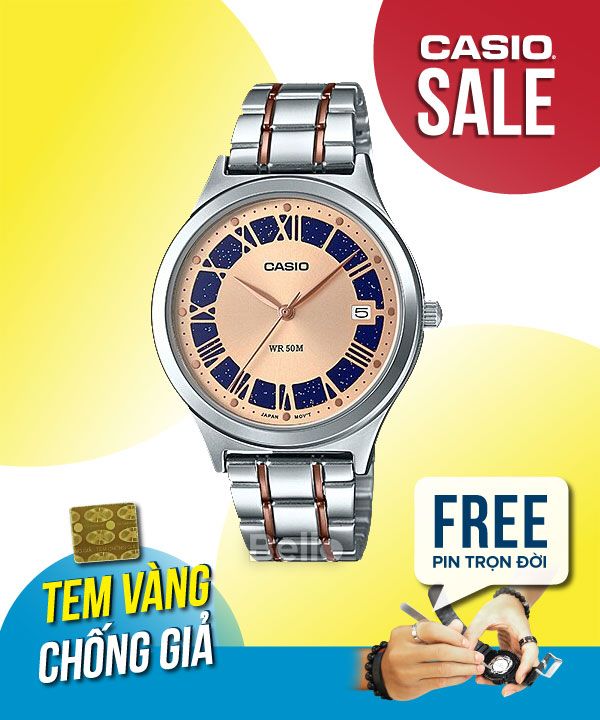 Đồng hồ Casio Nữ LTP-E141RG-9A chính hãng, giá rẻ, Thay Pin Trọn Đời