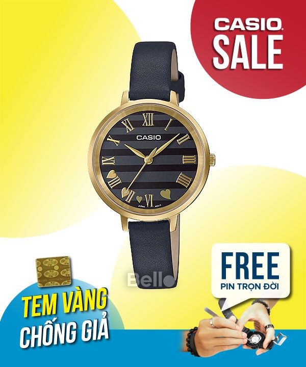 Đồng hồ Casio Nữ LTP-E160GL-1A chính hãng, giá rẻ, Thay Pin Trọn Đời