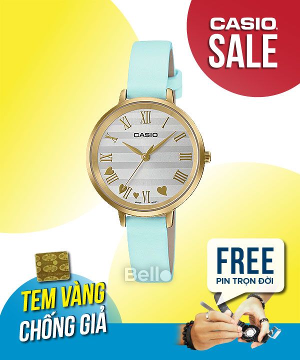 Đồng hồ Casio Nữ LTP-E160GL-2A chính hãng, giá rẻ, Thay Pin Trọn Đời