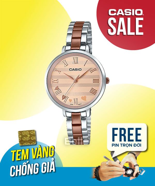 Đồng hồ Casio Nữ LTP-E160RG-9A chính hãng, giá rẻ, Thay Pin Trọn Đời