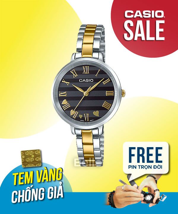 Đồng hồ Casio Nữ LTP-E160SG-1A chính hãng, giá rẻ, Thay Pin Trọn Đời