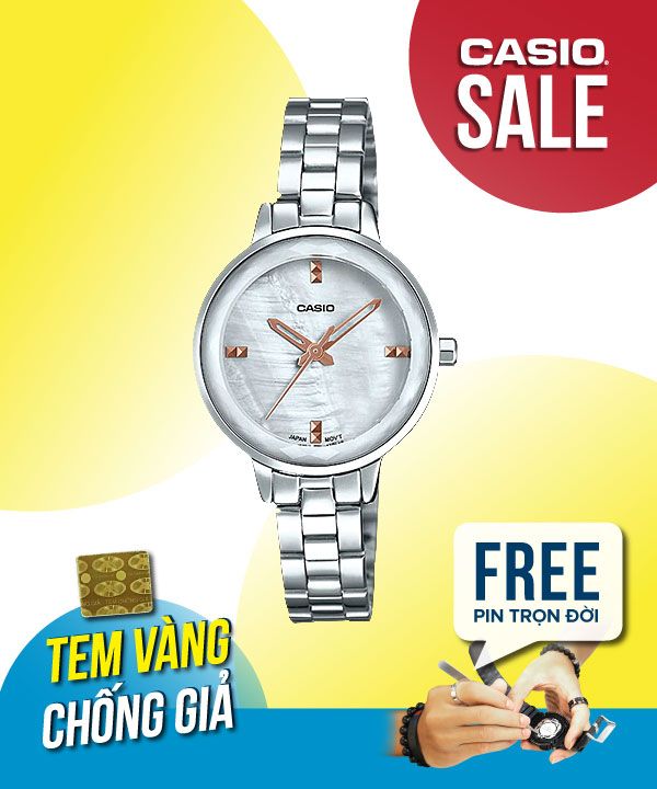 Đồng hồ Casio Nữ LTP-E162D-7A chính hãng, giá rẻ, Thay Pin Trọn Đời