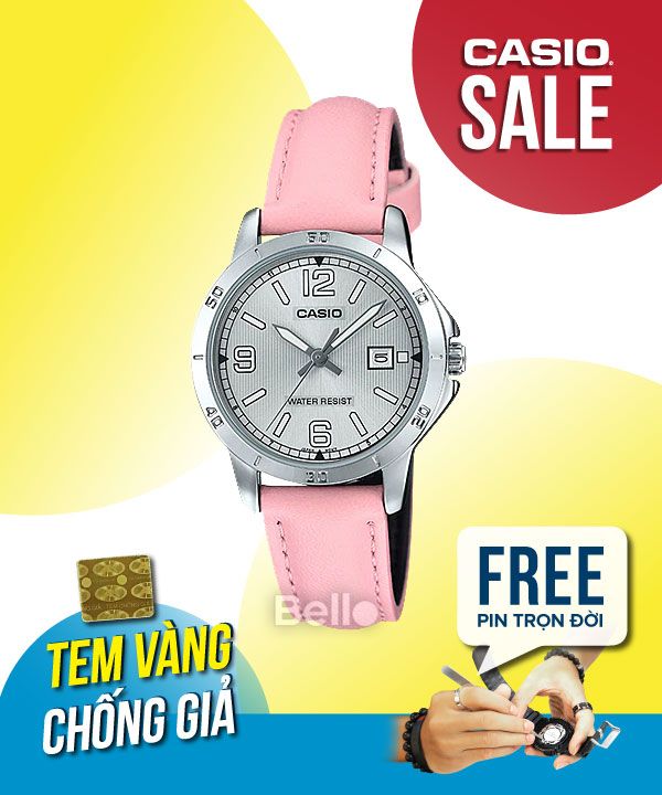 Đồng hồ Casio Nữ LTP-V004L-4B chính hãng, giá rẻ, Thay Pin Trọn Đời