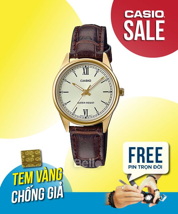 Đồng hồ Casio Nữ LTP-V005GL-9B chính hãng, giá rẻ, Thay Pin Trọn Đời